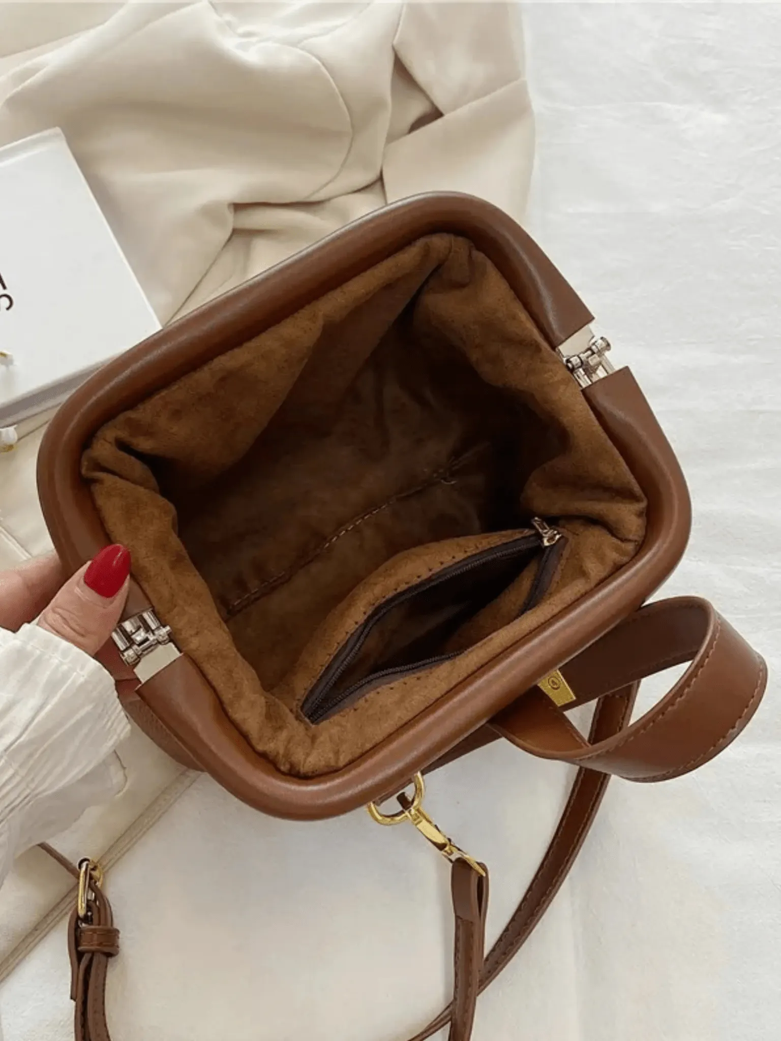 Emma | Classic Structured Brown Leather Handbag
