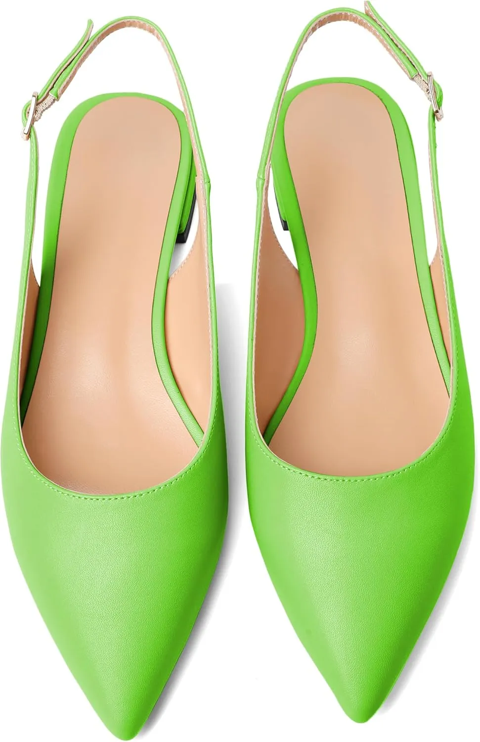 Esvowido Women's Flats Shoes Slingback with Buckle Pointed Toe Ankle Straps Low Heels Elegant Comfort Sexy Fashion Sandals