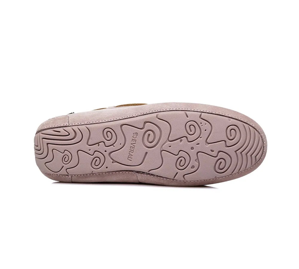 EVERAU® UGG Slippers Women Sheepskin Wool Bow Casual Miracle Moccasins