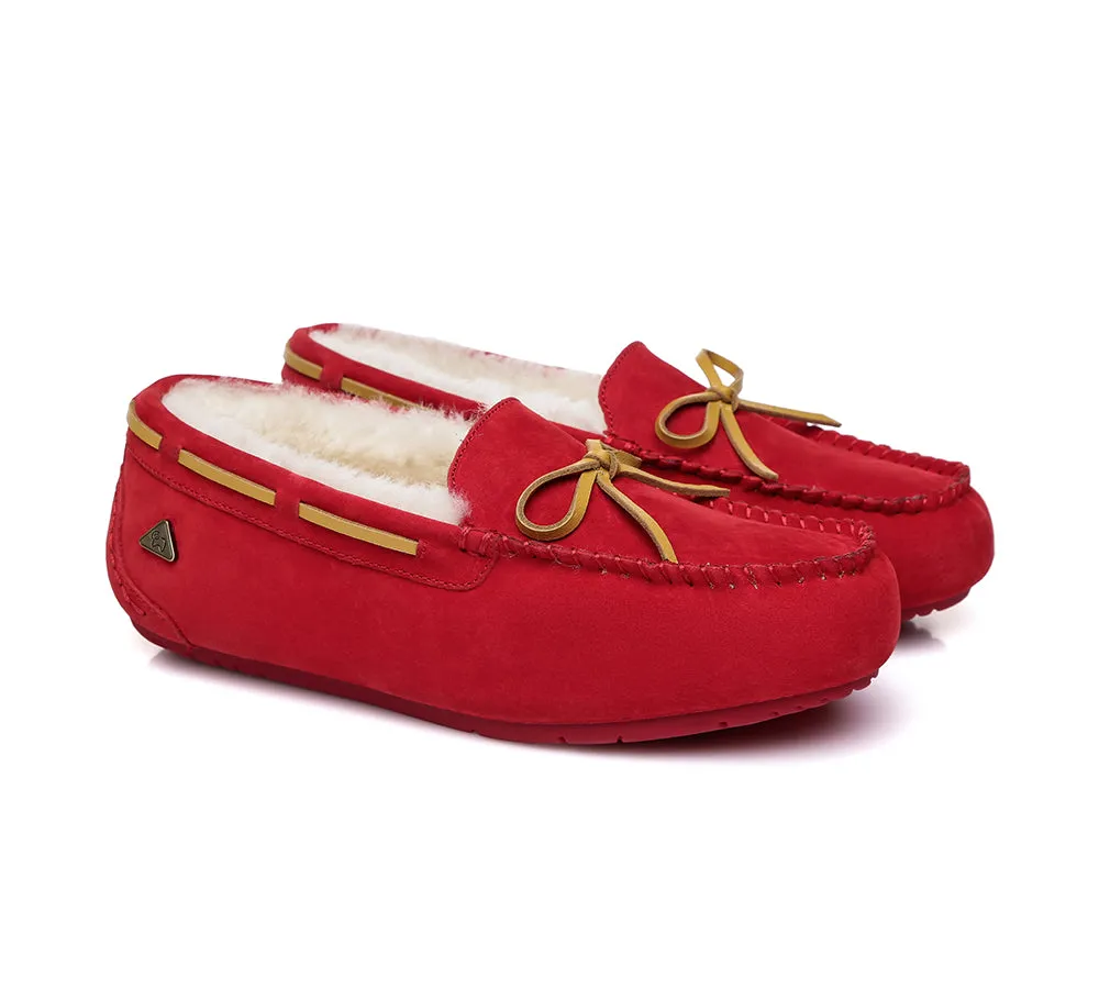 EVERAU® UGG Slippers Women Sheepskin Wool Bow Casual Miracle Moccasins