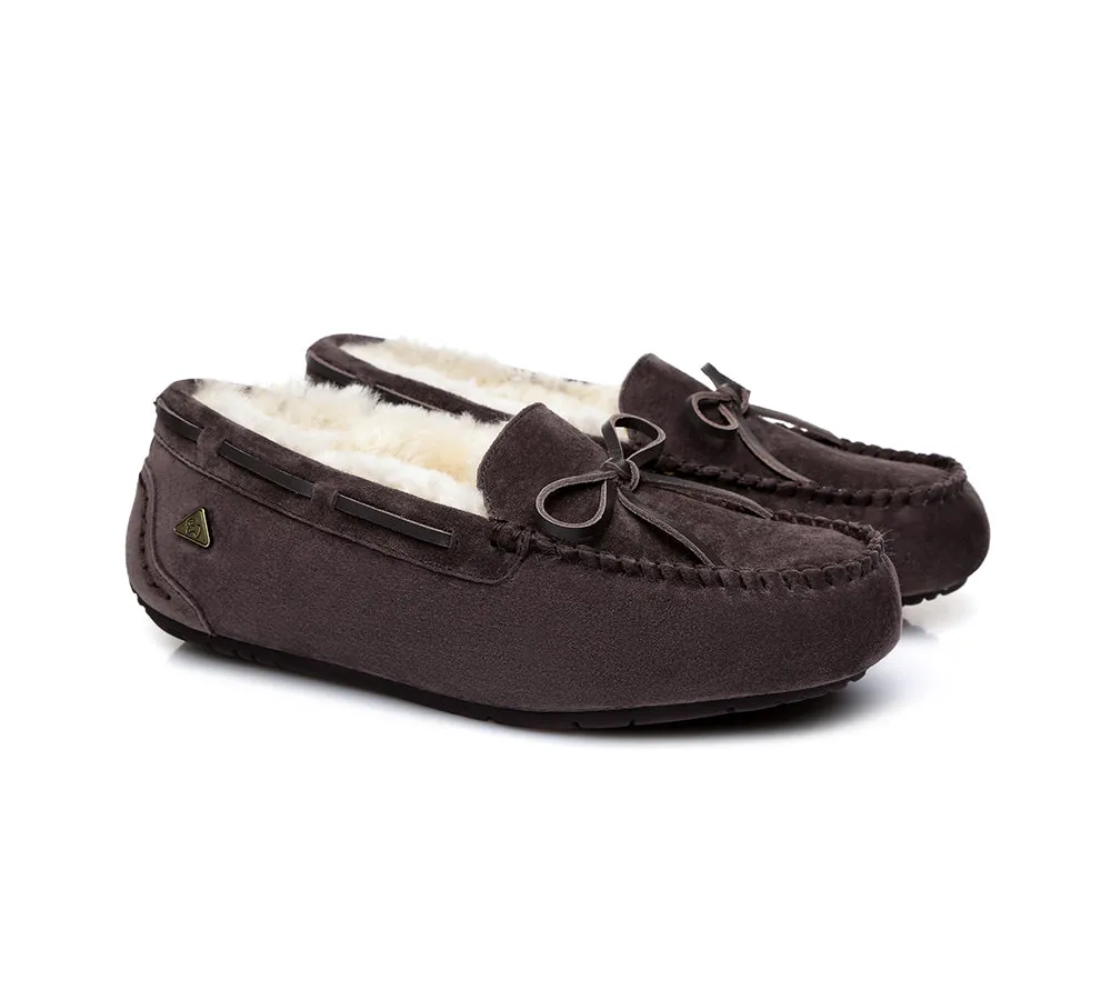 EVERAU® UGG Slippers Women Sheepskin Wool Bow Casual Miracle Moccasins