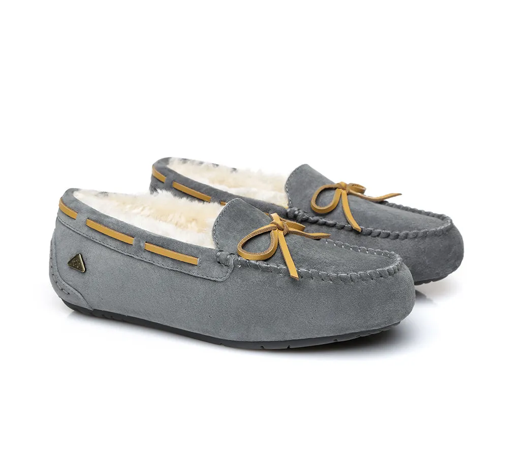 EVERAU® UGG Slippers Women Sheepskin Wool Bow Casual Miracle Moccasins