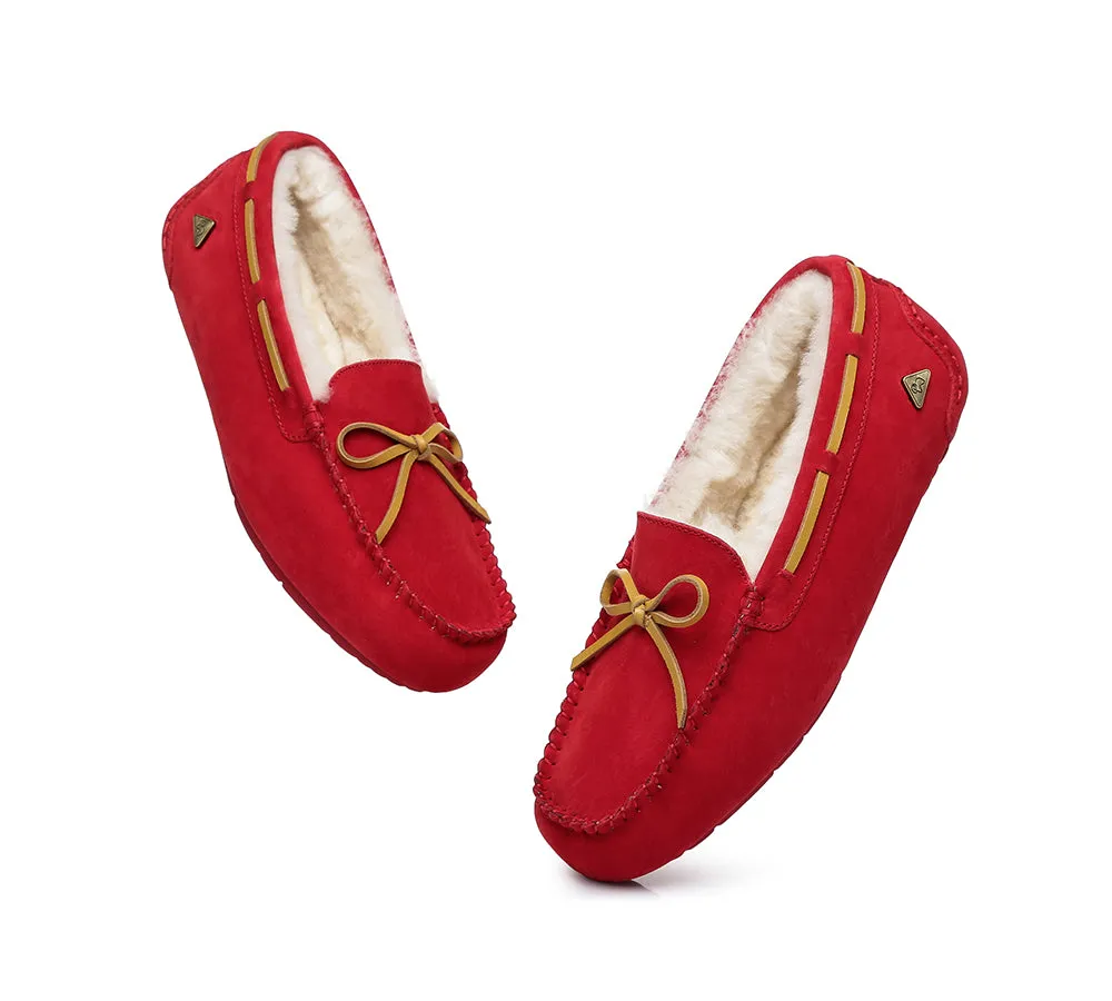 EVERAU® UGG Slippers Women Sheepskin Wool Bow Casual Miracle Moccasins