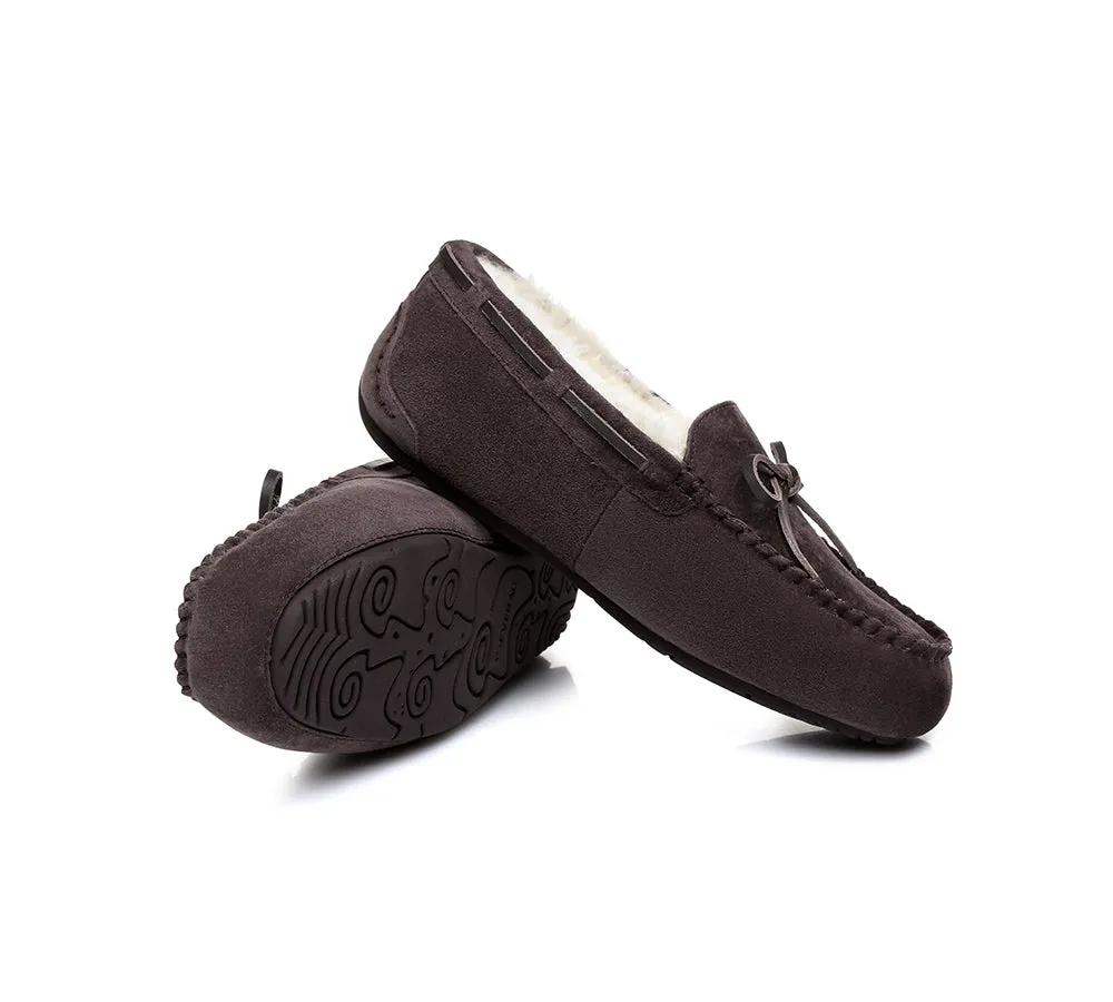 EVERAU® UGG Slippers Women Sheepskin Wool Bow Casual Miracle Moccasins
