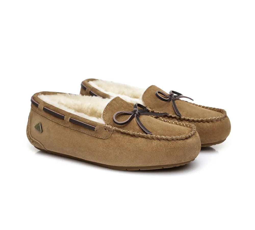EVERAU® UGG Slippers Women Sheepskin Wool Bow Casual Miracle Moccasins