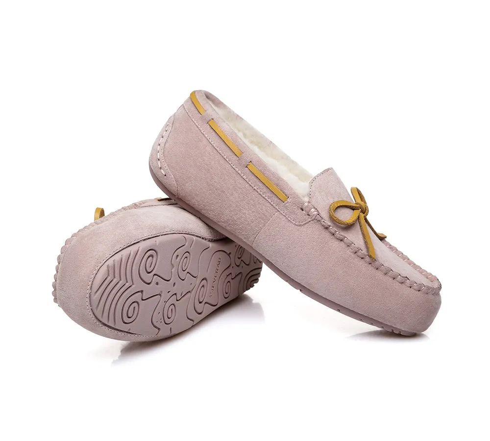 EVERAU® UGG Slippers Women Sheepskin Wool Bow Casual Miracle Moccasins