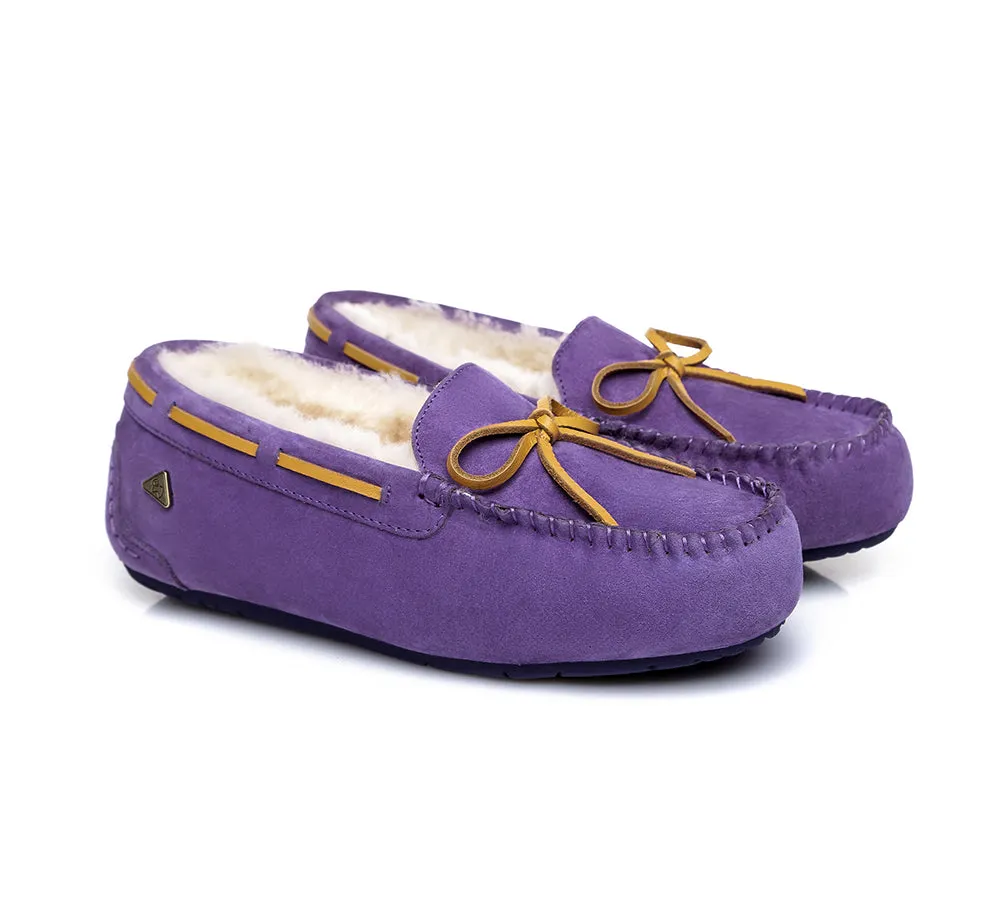 EVERAU® UGG Slippers Women Sheepskin Wool Bow Casual Miracle Moccasins