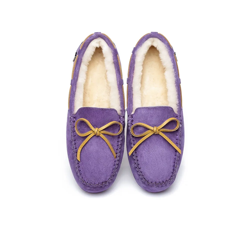 EVERAU® UGG Slippers Women Sheepskin Wool Bow Casual Miracle Moccasins