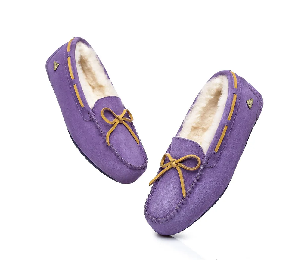 EVERAU® UGG Slippers Women Sheepskin Wool Bow Casual Miracle Moccasins