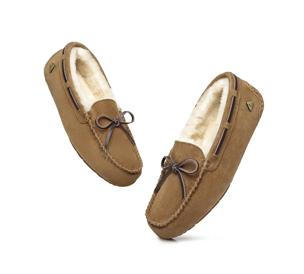 EVERAU® UGG Slippers Women Sheepskin Wool Bow Casual Miracle Moccasins