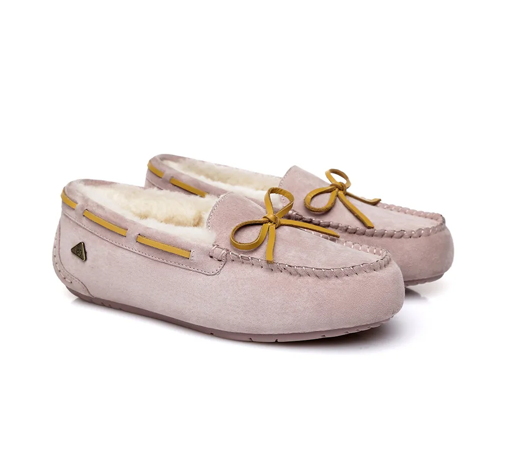 EVERAU® UGG Slippers Women Sheepskin Wool Bow Casual Miracle Moccasins