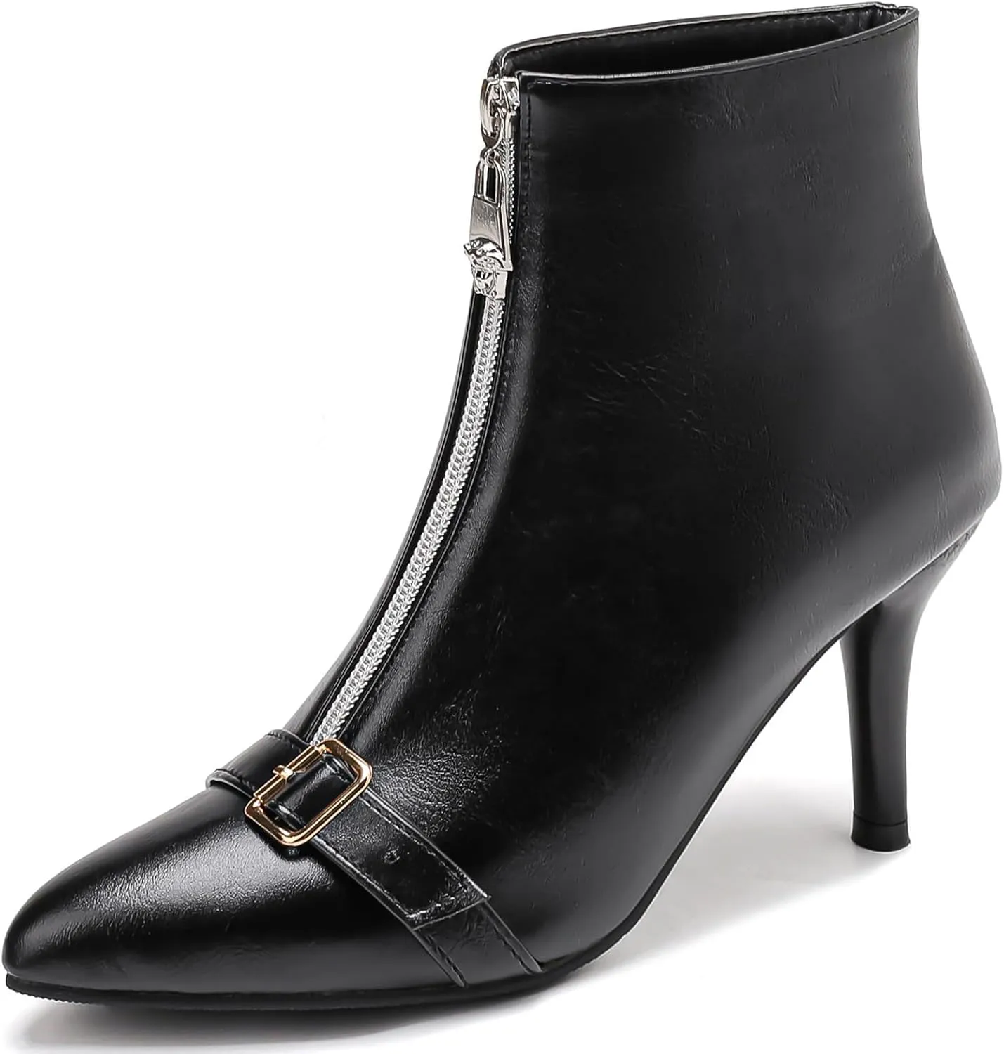 Gicoiz Women Winter Stiletto High Heels Buckle Elegant Ankle Boots