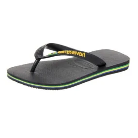 Havaianas Brasil Logo Black Mens Womens Unisex New Beach Flip Flops