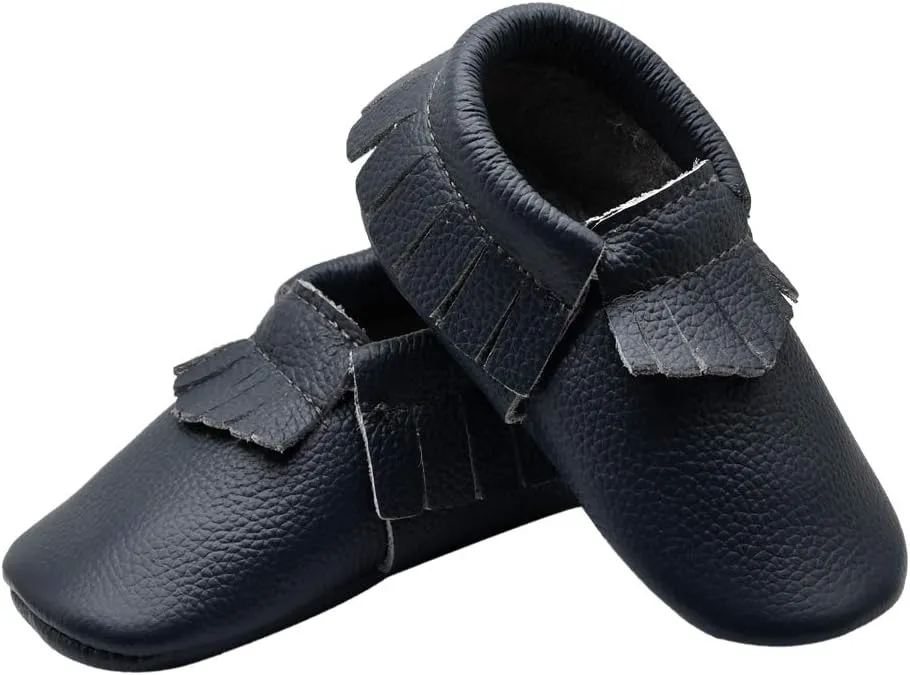 iEvolve Baby Leather Shoes Baby First Walking Shoes Baby Tassel Shoes Soft Sole Crib Shoes Baby Moccasins
