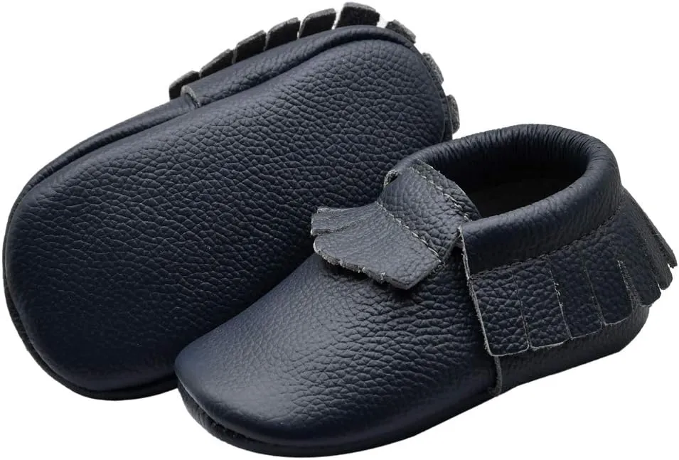 iEvolve Baby Leather Shoes Baby First Walking Shoes Baby Tassel Shoes Soft Sole Crib Shoes Baby Moccasins