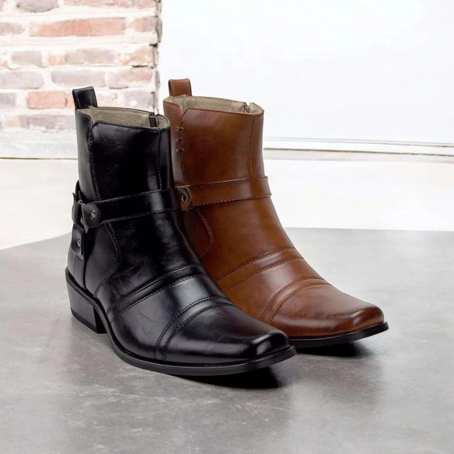 Jazam Men's Chelsea Boots Western Style Short Cowboy Botines de Vaquero para Hombre Ankle High, Riding Rodeo Casual Wear Durable Boots