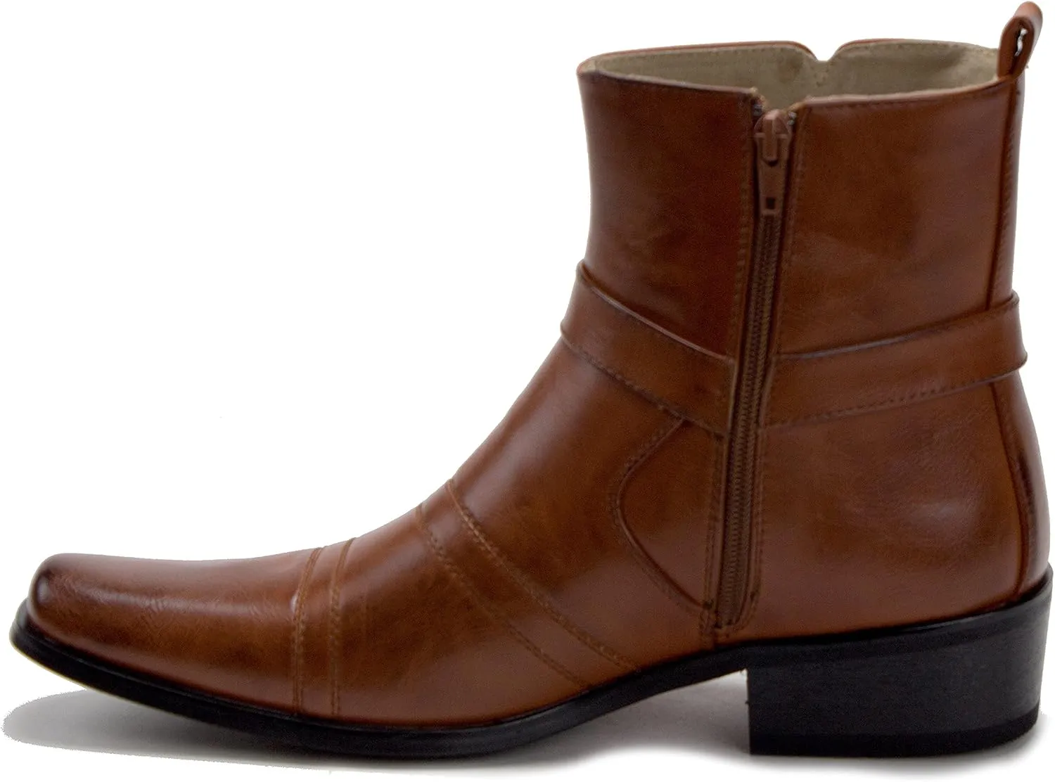 Jazam Men's Chelsea Boots Western Style Short Cowboy Botines de Vaquero para Hombre Ankle High, Riding Rodeo Casual Wear Durable Boots