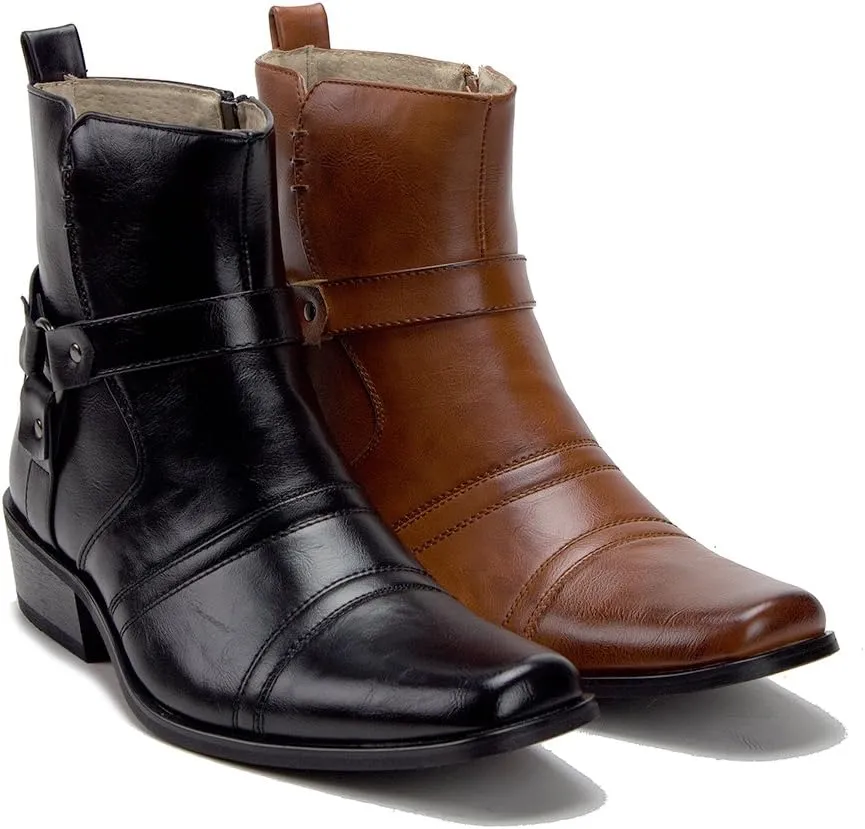 Jazam Men's Chelsea Boots Western Style Short Cowboy Botines de Vaquero para Hombre Ankle High, Riding Rodeo Casual Wear Durable Boots