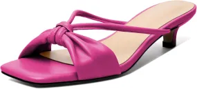 Joseywade Mules Heels for Women Low Kitten Heels Sandals Square Open Toe 1.4 Inches Fashion Summer Pumps Shoes Dress Party Event Prom Casual
