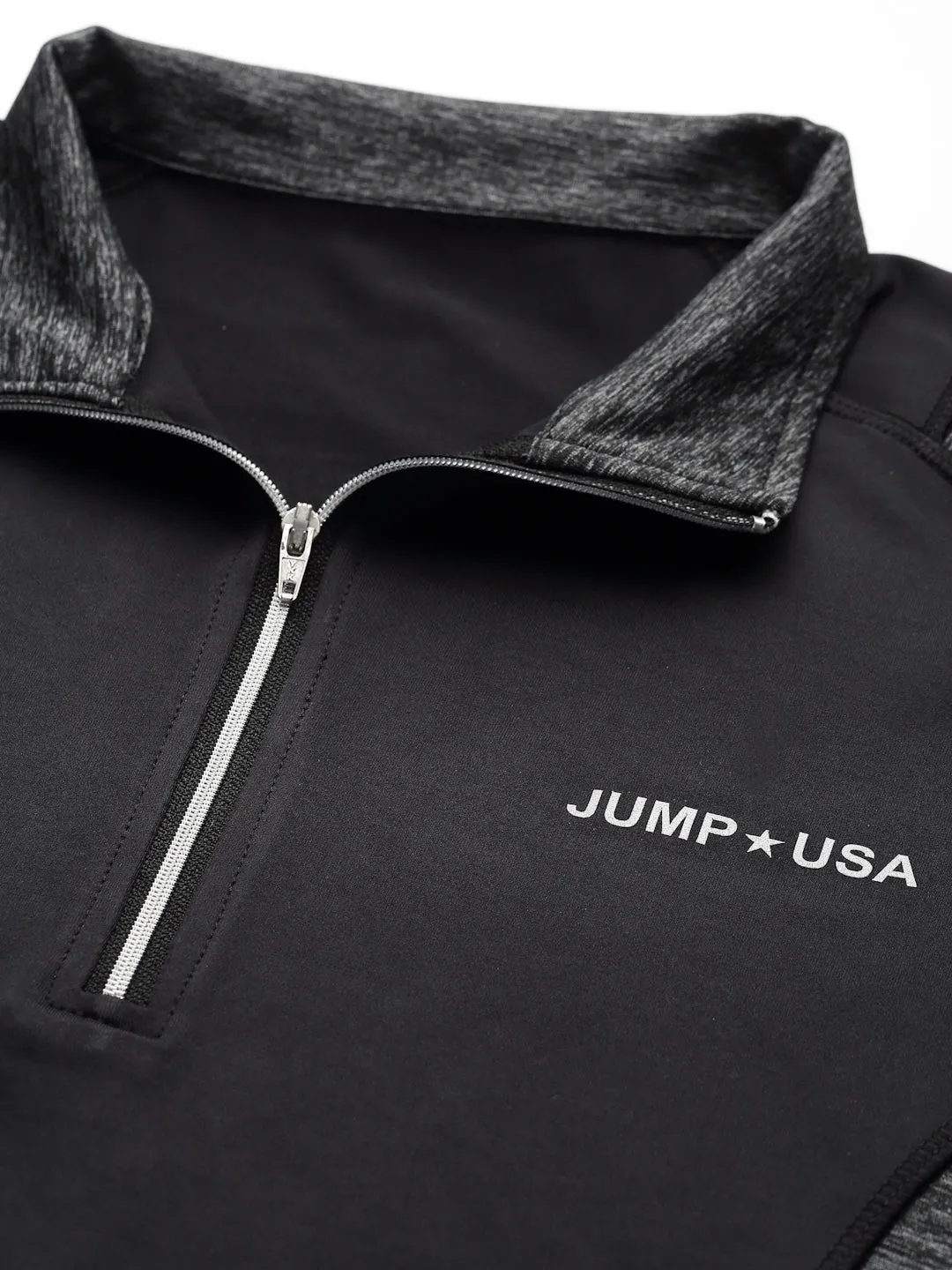 JUMP USA Women Black & Dark Anthra Solid Rapid-Dry Outdoor T-shirt