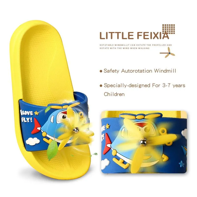 K.Bear I Love Fly Helicopter Super Soft Yellow Slippers 4889