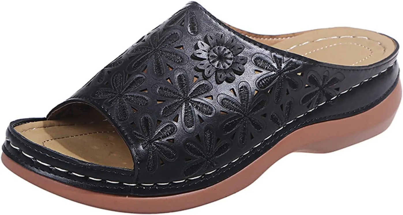 Lausiuoe Orthopedic Sandals For Women Elegant Arch Support Comfort Orthotic Flip Flops Slides Slippers for Plantar Fasciitis
