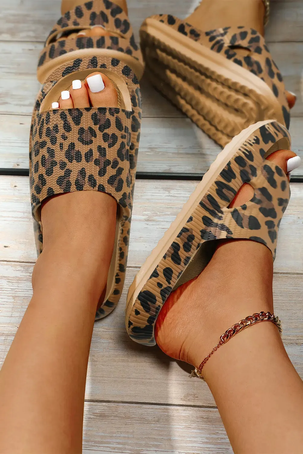 Leopard Thick Slide Sandals