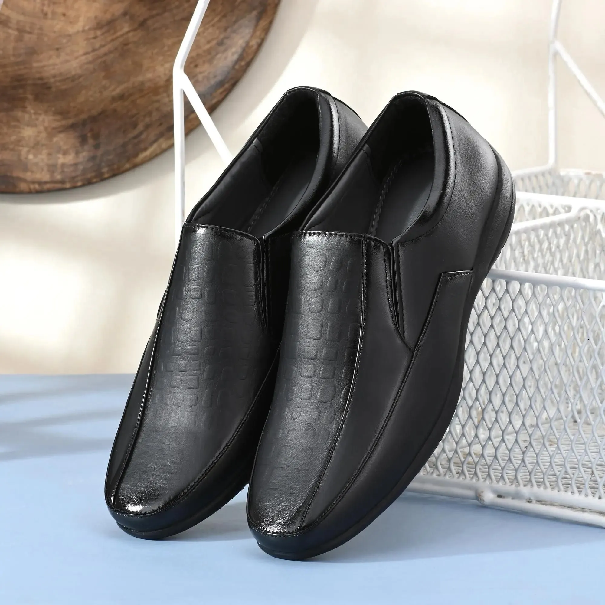 Loafers Black Formal Synthetic Slip-on Leather Loafer