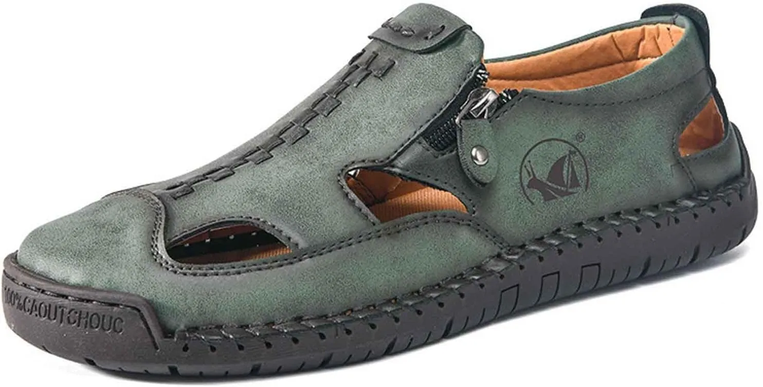 Men's Breathable Slip On Sandals for Casual Walking Outdoor Beach Comfortable Lightweight Non Slip Durable Fisherman Flat Sandals