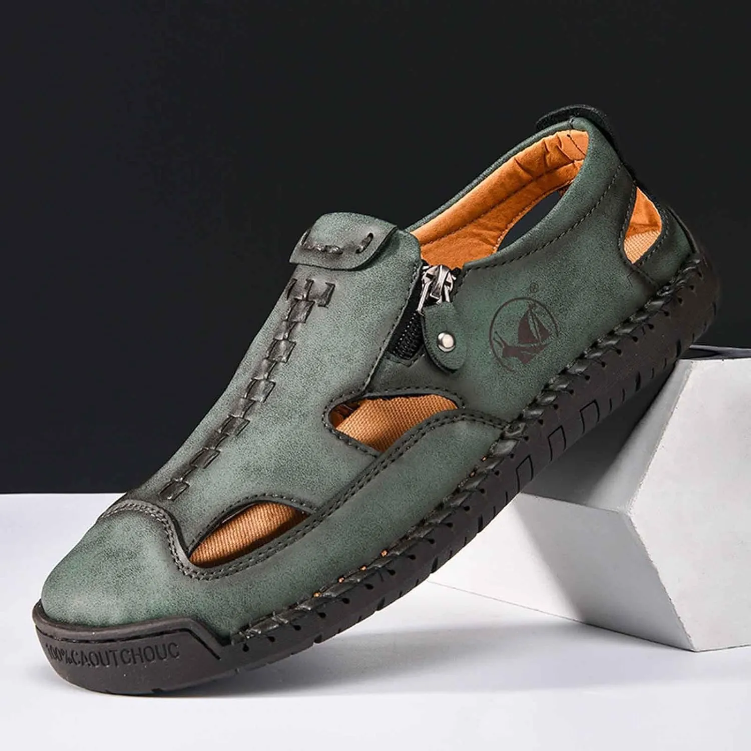 Men's Breathable Slip On Sandals for Casual Walking Outdoor Beach Comfortable Lightweight Non Slip Durable Fisherman Flat Sandals