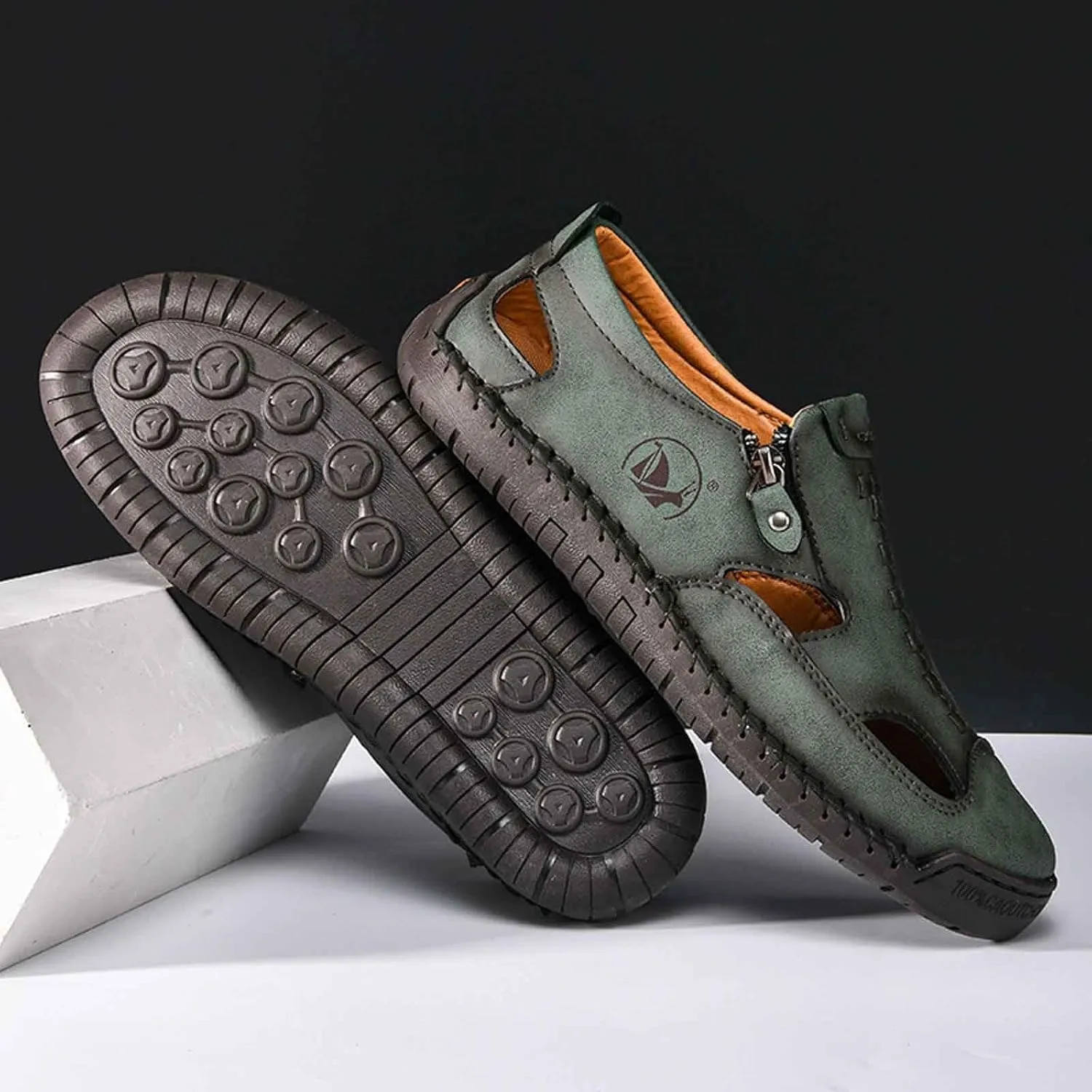 Men's Breathable Slip On Sandals for Casual Walking Outdoor Beach Comfortable Lightweight Non Slip Durable Fisherman Flat Sandals