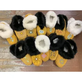 Mens handmade leather and fur Moccasins