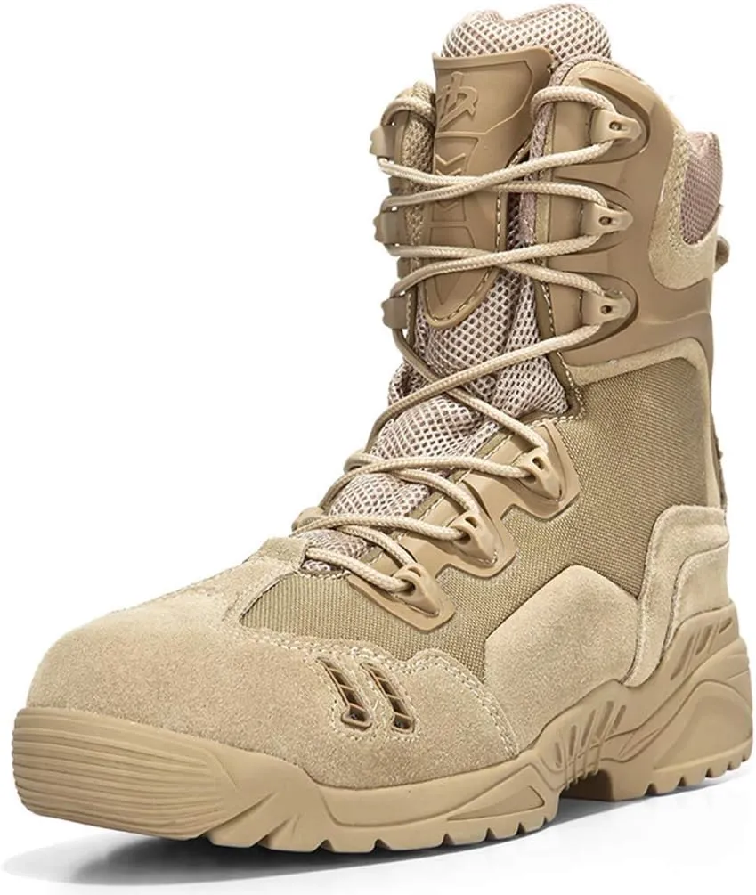 Mens Military Boots,Unisex Tactical Boots Outdoor Desert Waterproof Combat Shoes,Beige- 39/UK 6.5/US 7