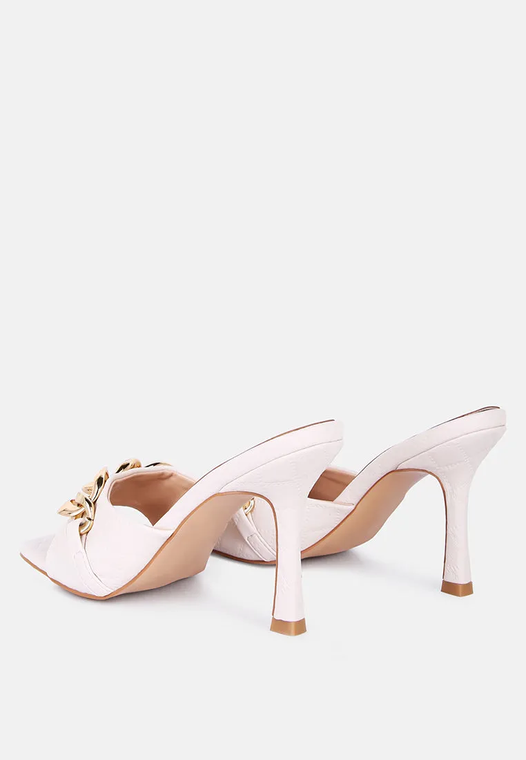 mermaid quilted metallic chain embellished sandals