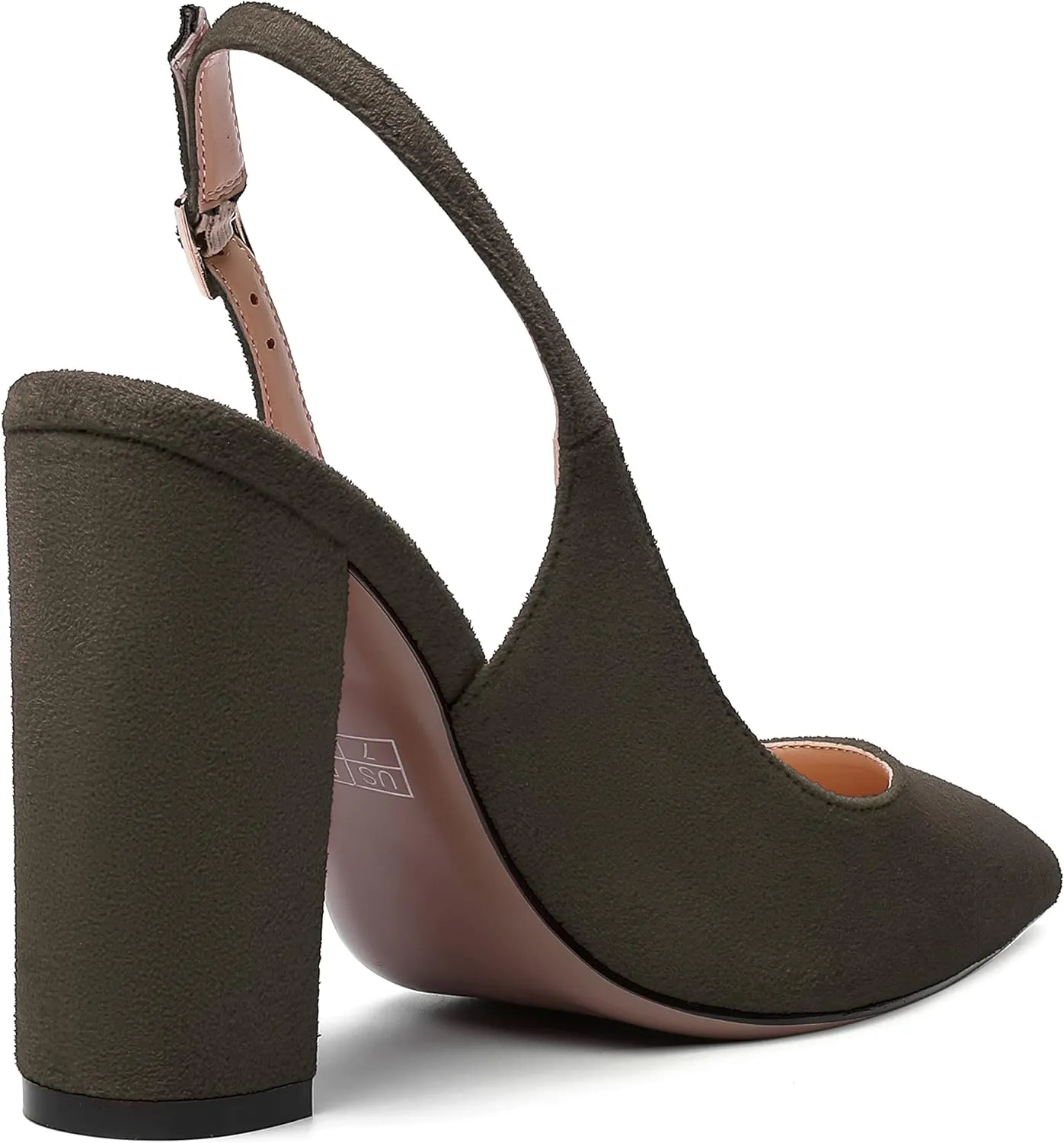 MERRORI Womens Slip On Block Elegant Suede Pointed Toe Bridal Dress Chunky High Heel Pumps Shoes 4 Inch