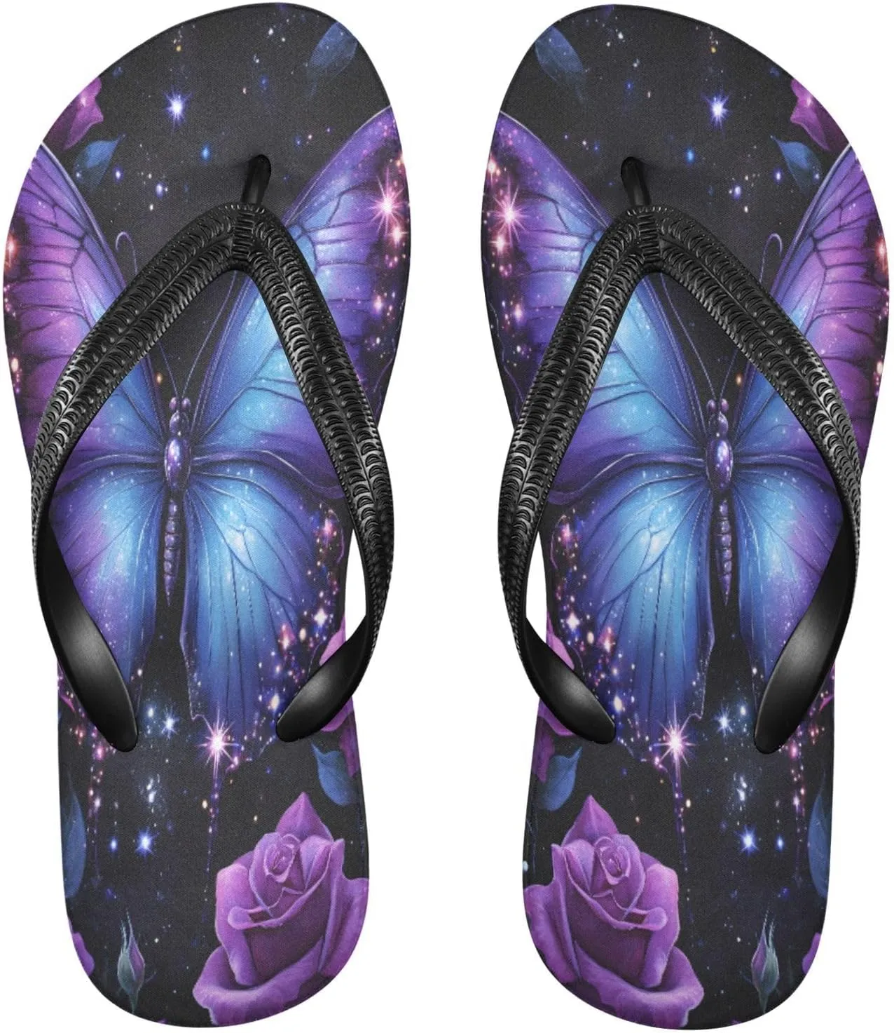 MNSRUU Flip Flops for Women Men Flamingo Flower Flip Flops Womens Slides Men Sandals Shower Slippers Summer Non-Slip Flipflops for Swim Beach Bathroom, XS