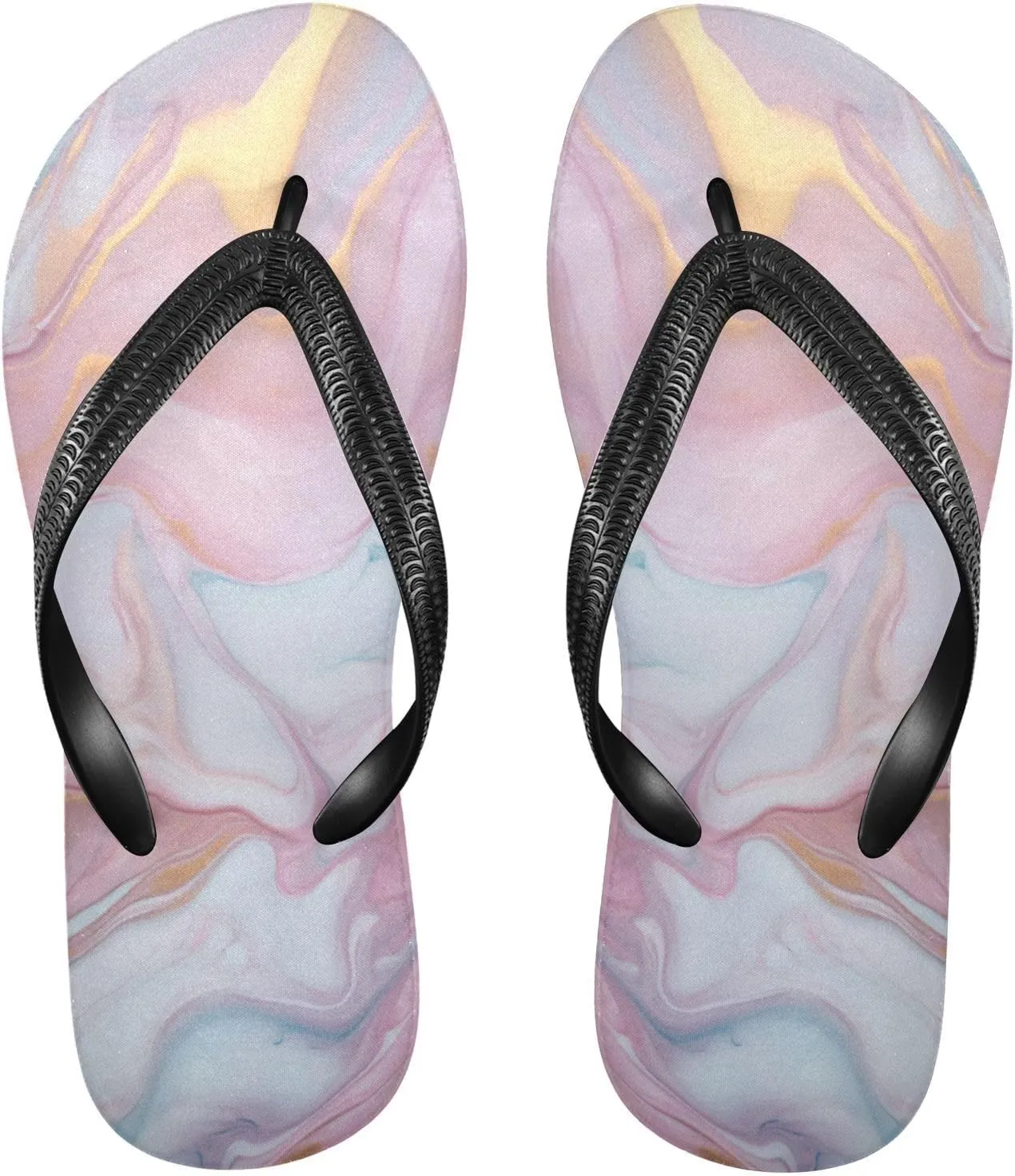 MNSRUU Flip Flops for Women Men Sea Starfish Shell Flip Flops Womens Slides Men Sandals Shower Slippers Summer Non-Slip Flipflops for Swim Beach Bathroom, XS