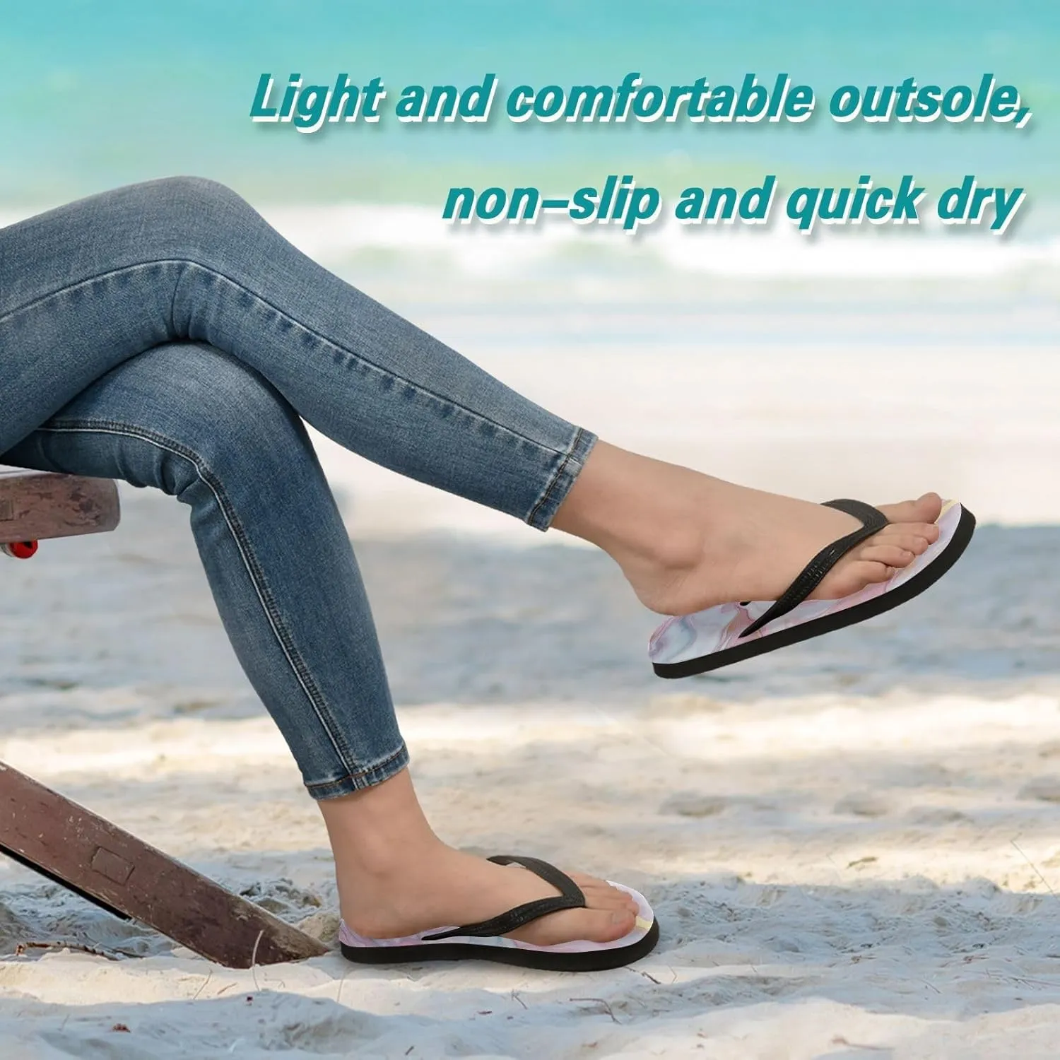 MNSRUU Flip Flops for Women Men Sea Starfish Shell Flip Flops Womens Slides Men Sandals Shower Slippers Summer Non-Slip Flipflops for Swim Beach Bathroom, XS