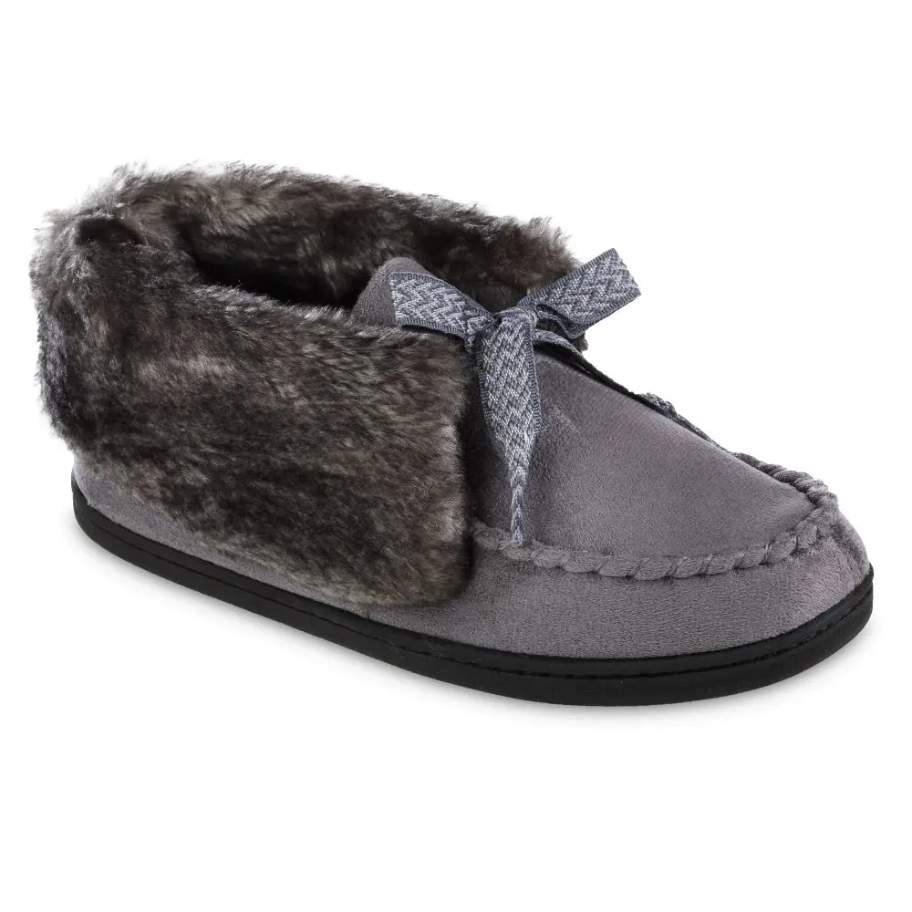 New with tags! Isotoner Women's Microsuede Nelly Moc Bootie Slippers in Grey, Sz S 6.5-7