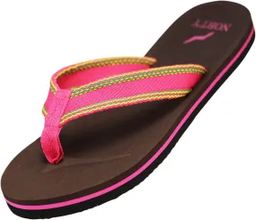 Norty WOMENS 5-10 SANDAL FLIP FLOP FUCHSIA BROWN
