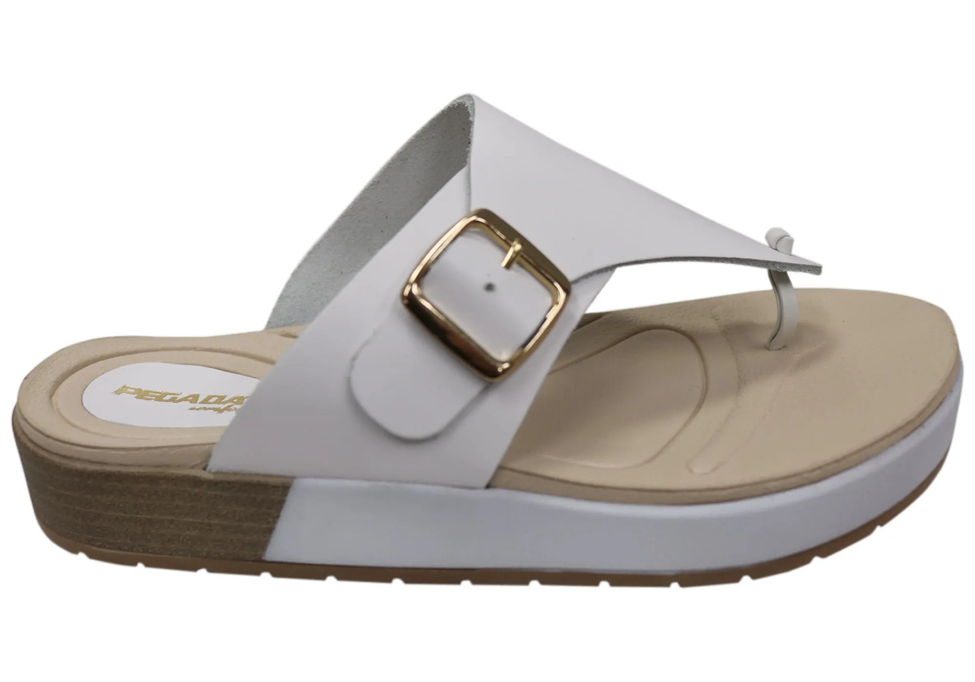Pegada Nolo Womens Comfort Leather Thongs Sandals Made In Brazil