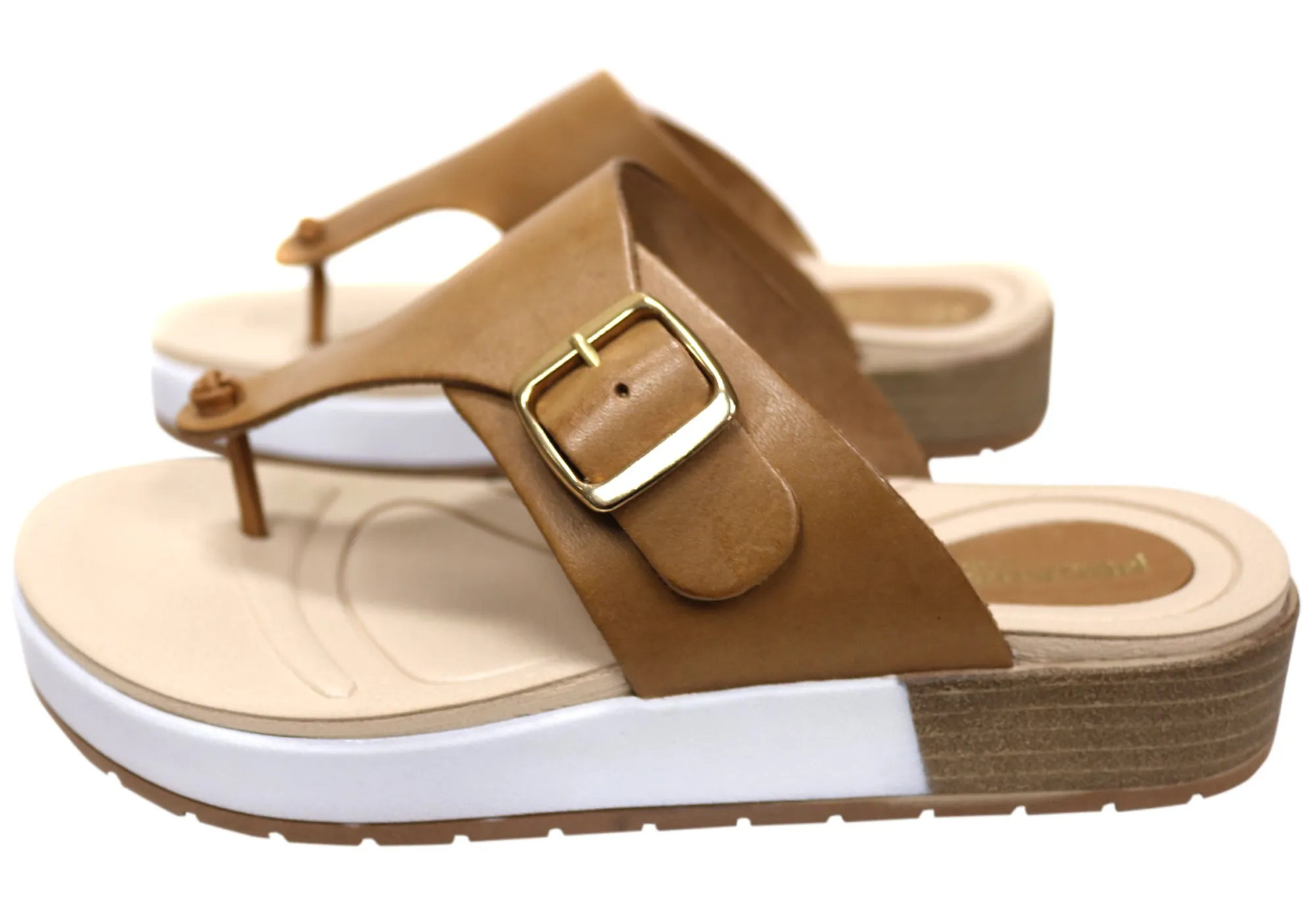 Pegada Nolo Womens Comfort Leather Thongs Sandals Made In Brazil