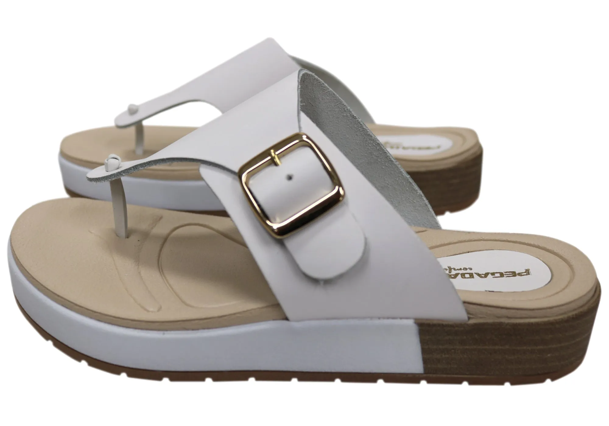 Pegada Nolo Womens Comfort Leather Thongs Sandals Made In Brazil