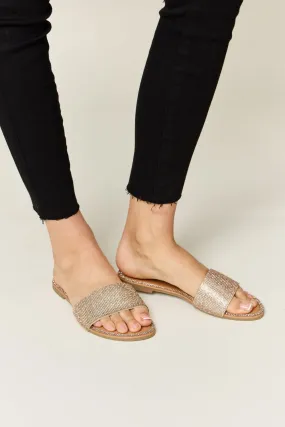 Rhinestone Open Toe Flat Sandals for Women