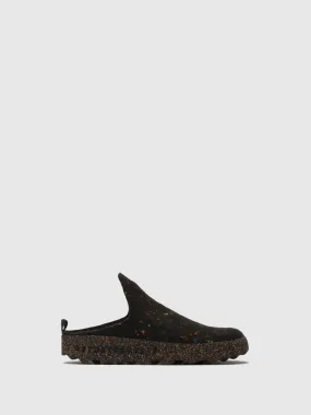Round Toe Mules COME Black Multicolor