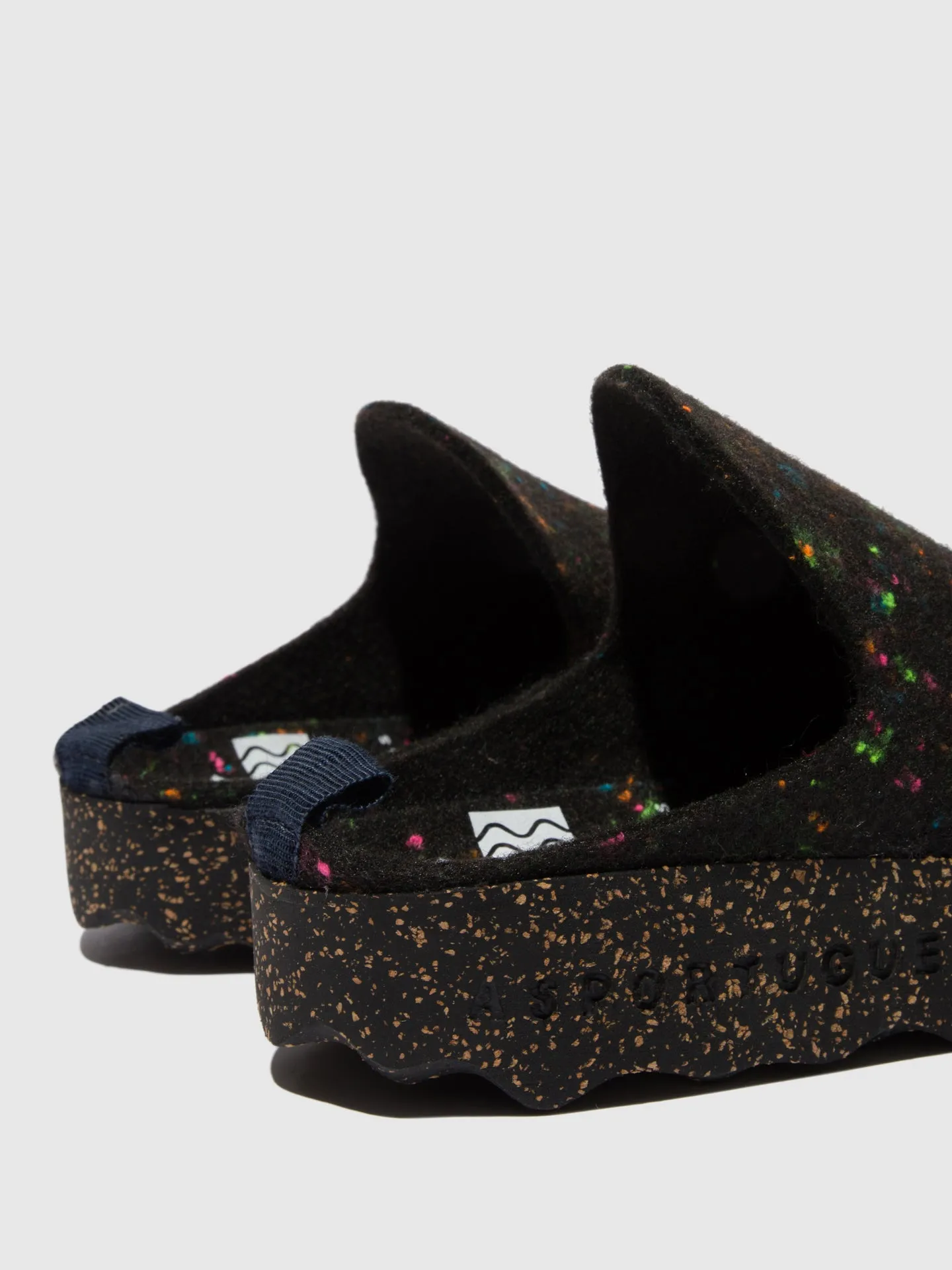 Round Toe Mules COME Black Multicolor