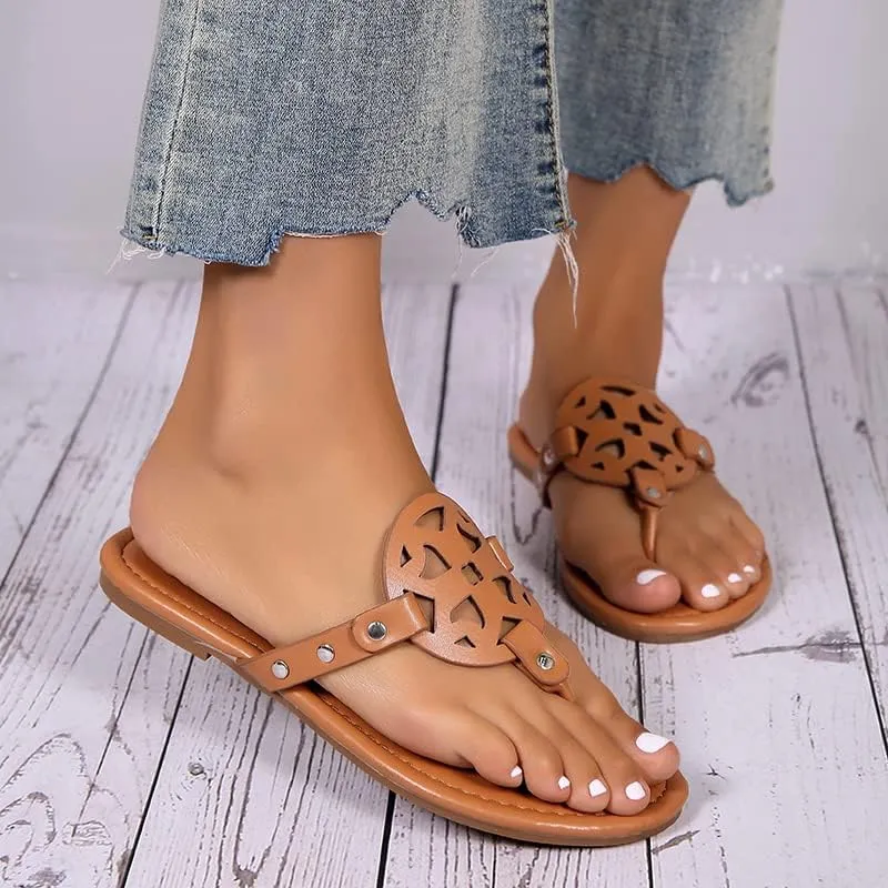 SACFOF Womens Flat Sandals Flip Flops Casual Slip on Comfortable Thong Beach Sandals for Women Dressy