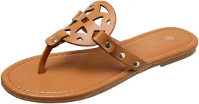 SACFOF Womens Flat Sandals Flip Flops Casual Slip on Comfortable Thong Beach Sandals for Women Dressy