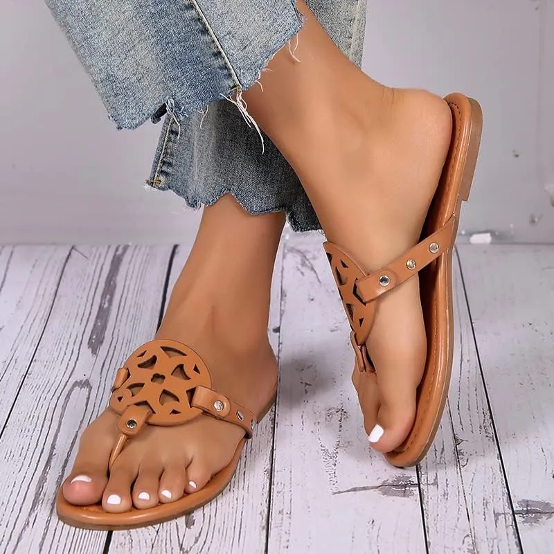 SACFOF Womens Flat Sandals Flip Flops Casual Slip on Comfortable Thong Beach Sandals for Women Dressy