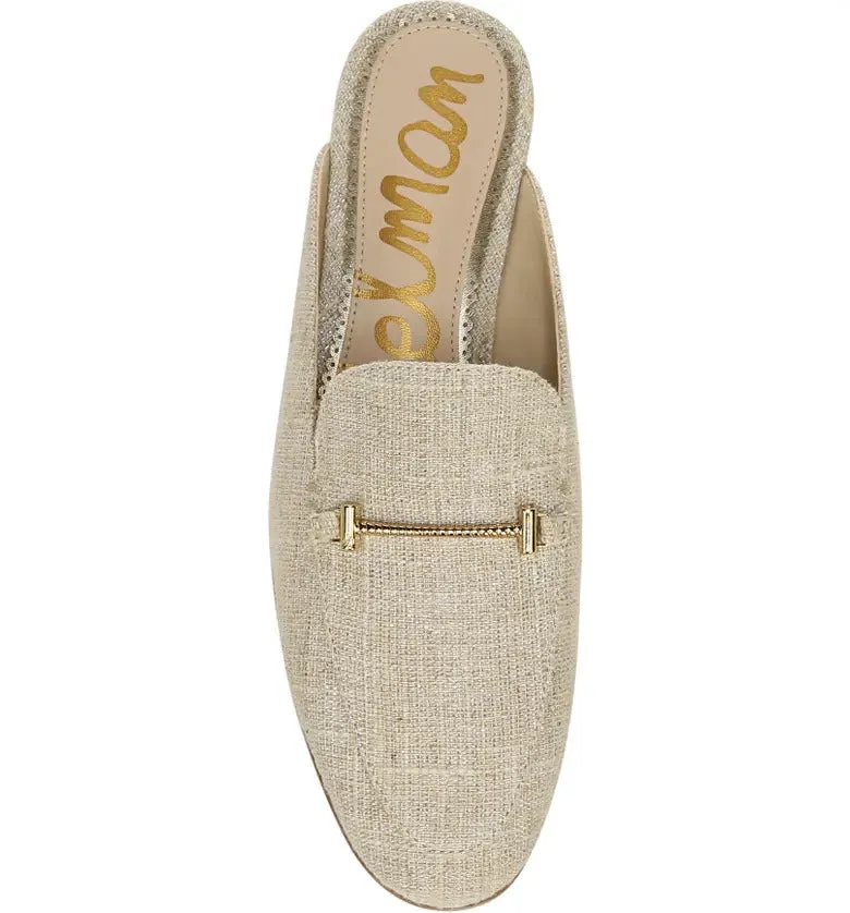 Sam Edelman Laurna Natural Slip On Almond Toe Golden Accent Fashion Loafers
